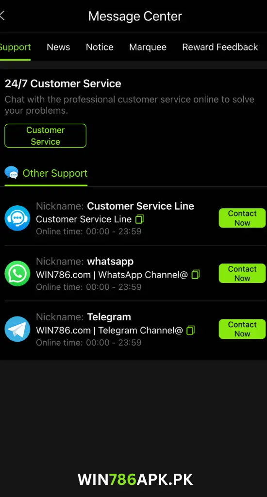 win786 customer support